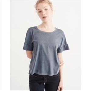 Gray Abercrombie Ruffle Sleeve Tee